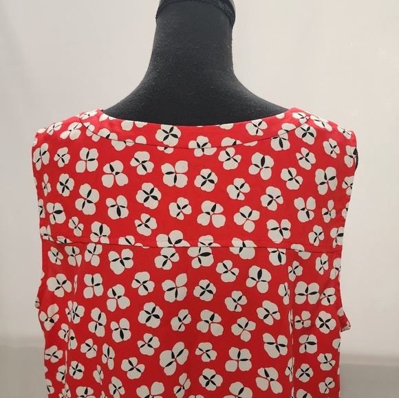 Calvin Klein Red, White And Black Floral Red Top - Picture 6 of 11